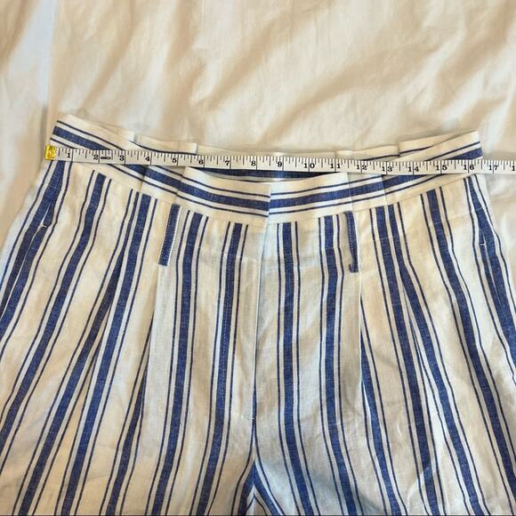 Boden St. Ives Linen Blend Paper Bag Shorts Blue & White Stripes NO BELT size 10 - Picture 5 of 13